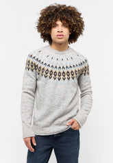 Męski Sweter Klasyczny Mustang Bloomfield Mid Grey Mélange 1015482 4140